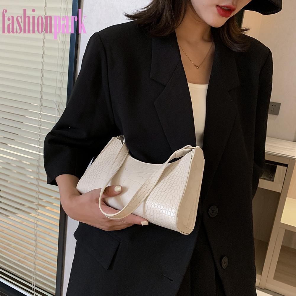 Túi xách da PU đeo cánh tay họa tiết vân da cá sấu màu trơn thời trang cho nữ | BigBuy360 - bigbuy360.vn