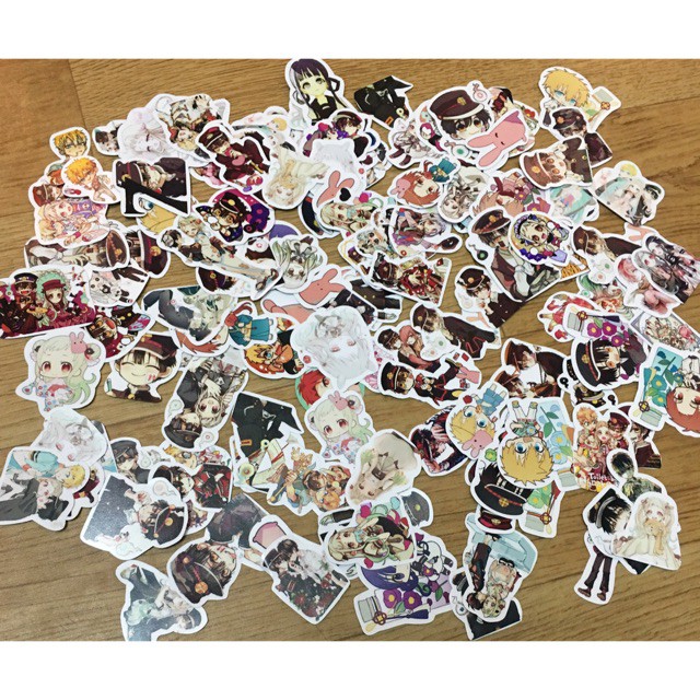 Sticker hình dán Jibaku Shounen Hanako-kun có cán chống bay màu set 20, 30. 50 sticker