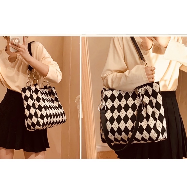 Túi Công Sở Họa Tiết Trám Cao Cấp Đựng A4, Đi Học, Đi Làm, Đi Chơi Thời Trang Superbag 356