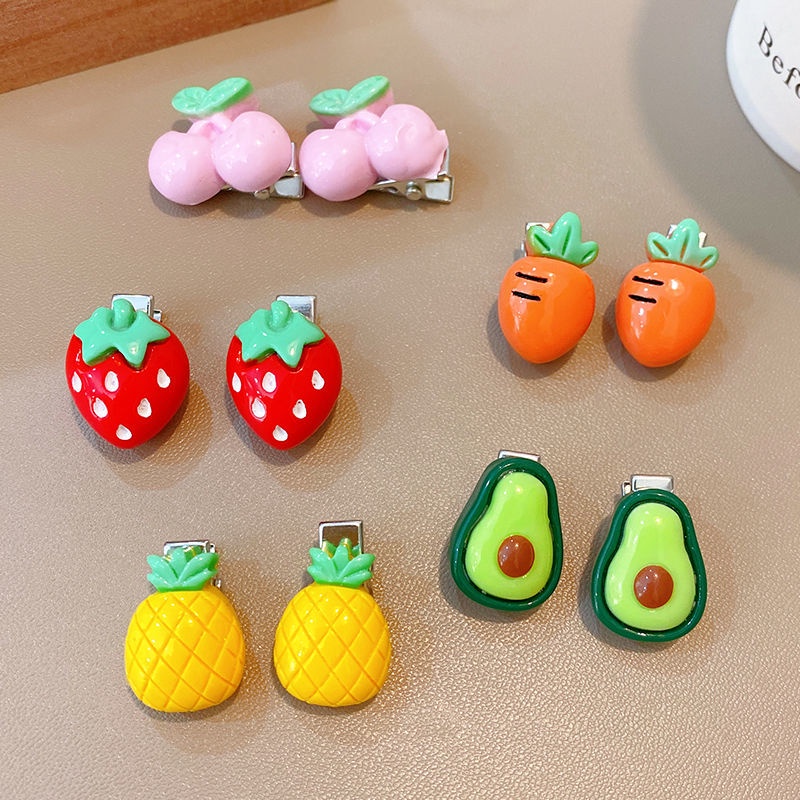 Set 10 Kẹp Tóc Hình Hoa / Trái Cây Dễ Thương Cho Bé Gái