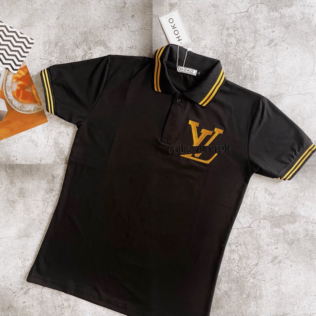 [FREE SHIP] ÁO THUN CỔ BẺ LVN HAI MÀU TRẮNG ĐEN DỄ PHỐI ĐỒ LỊCH LÃM SANG TRỌNG VLTN SHOP