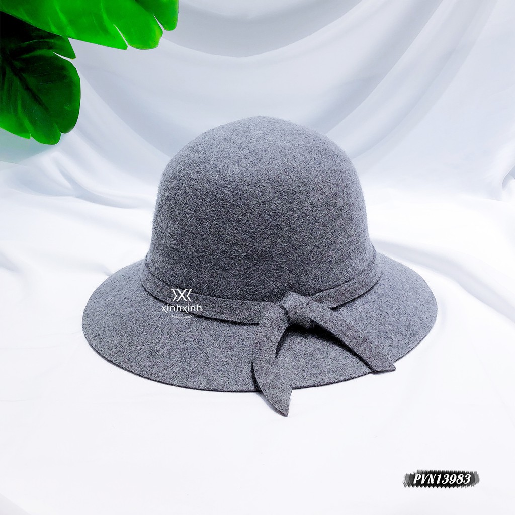 Mũ gaucho , mũ vành tròn dạ nữ đai nơ nữ tính - Xinh Xinh Accessories