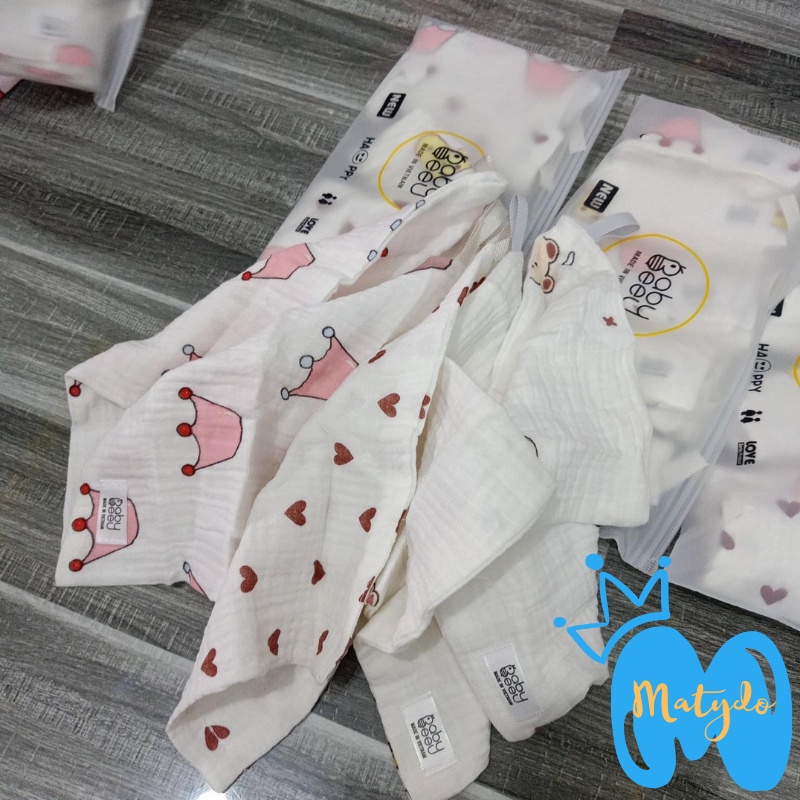 Khăn xô sữa cho bé 6 lớp cao cấp mềm mại thấm sữa rửa mặt lau mũi set 5 khăn Baby Bee