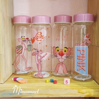 Bình nước báo hồng pink panther (thuỷ tinh)