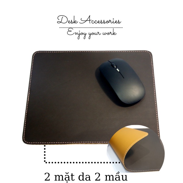 Lót Chuột 2 Mặt Da Mouse Pad Bàn Di Chuột 25x22 cm May Bo Viền Tinh Tế Da Mềm Bền Đẹp