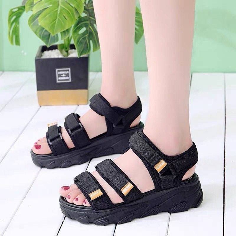 Sandal Quai Hậu 3 Quai Dán Viền Xanh