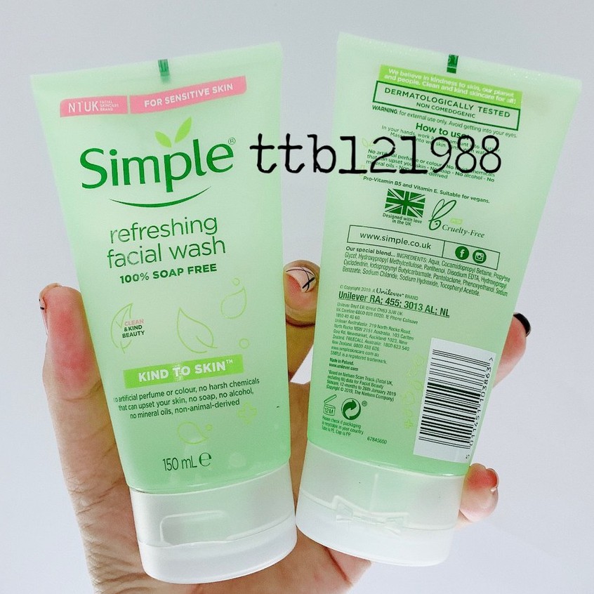 [AUTH] Sữa Rửa Mặt Simple Kind To Skin Refreshing Facial Wask Gel- SRM SIMPLE | BigBuy360 - bigbuy360.vn