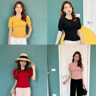Áo kiểu nữ sơ mi nhấn eo công sở nữ tay lửng,form ôm chuẩn,mặc cực tôn dáng, sang trọng [ĐƯỢC ĐỔI TRẢ THOẢI MÁI]