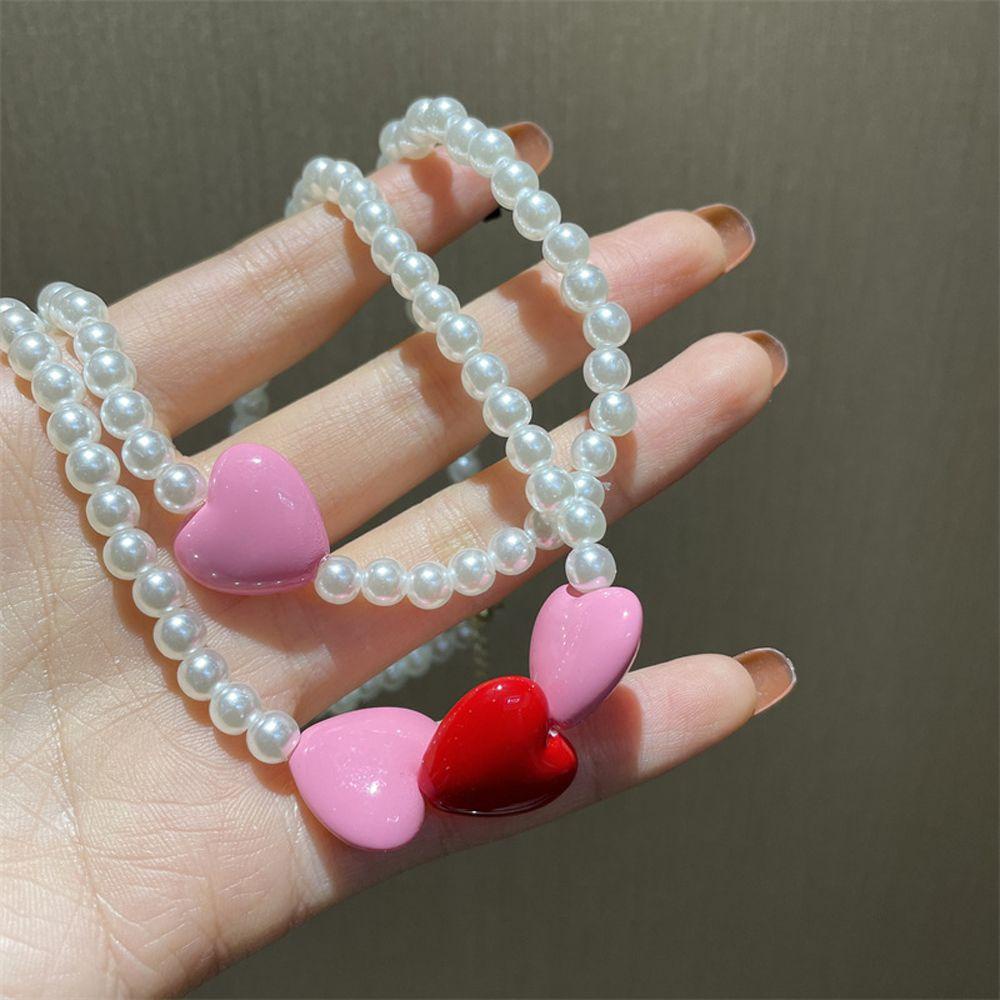 Vòng cổ VANES1 Mặt Trái Tim Màu Hồng Dễ Thương