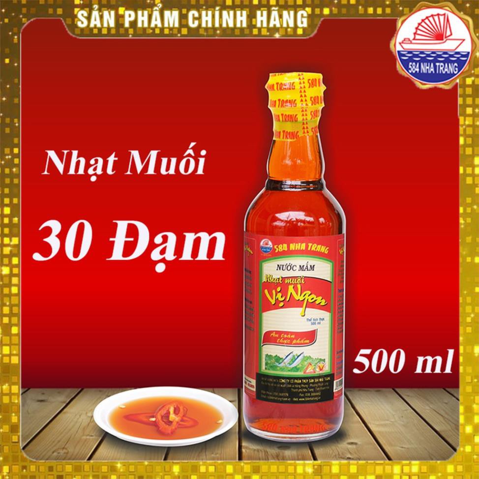 Thùng 6 chai Nước mắm Nhạt muối Vị Ngon 30 Độ Đạm, Tốt cho người ăn kiêng - 584 Nha Trang, Chai PET 500ml, Date mới nhất