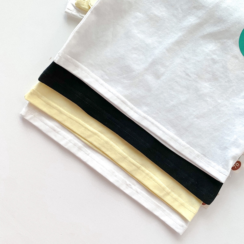 Set Áo Thun Cotton Tay Ngắn In Hình Mặt Cười + Quần Short Họa Tiết Kẻ Sọc Thời Trang Mùa Hè Cho Bé