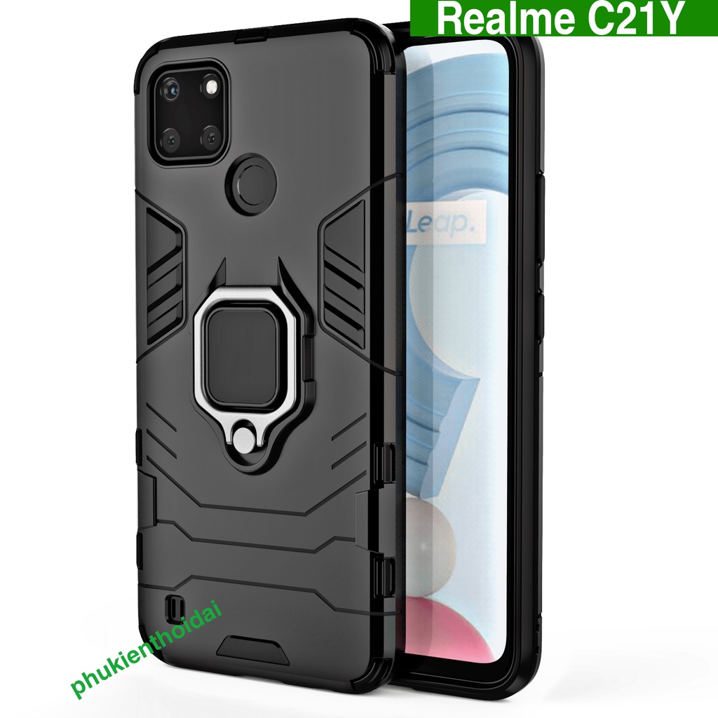 Ốp lưng Oppo Realme C21Y Iron Man Iring chống sốc giá đỡ xem phim kiêm nhẫn hút trên ô tô