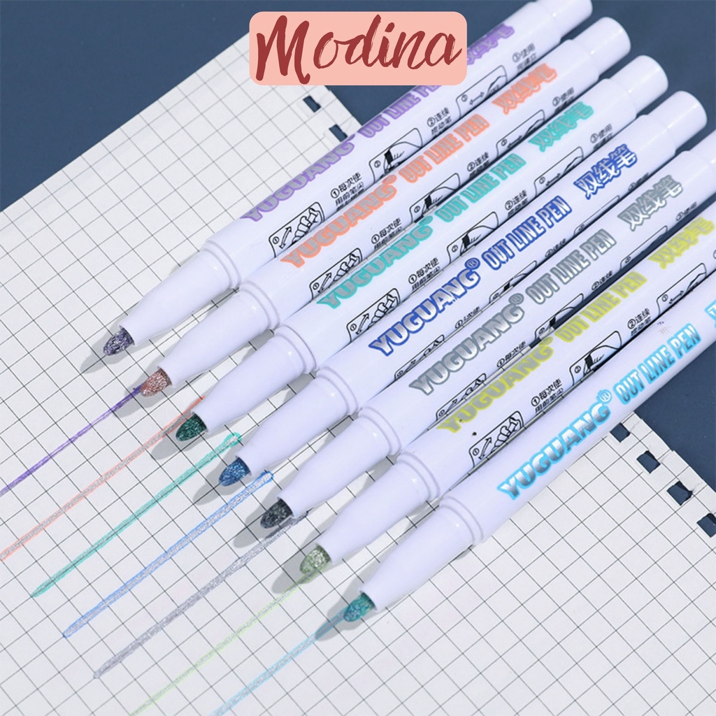 Bút nhũ metallic nhiều màu, bút kim tuyến nhiều màu cao cấp, nét đi mực tạo viền