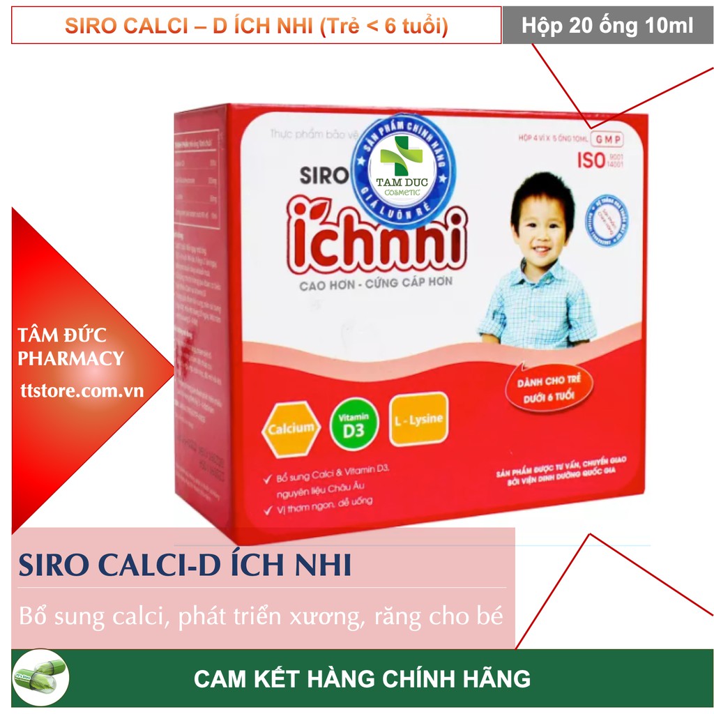 SIRO CALCI-D ÍCH NHI [Hộp 20 ống] - Bổ sung calci, phát triển xương cho trẻ [Nam Dược]