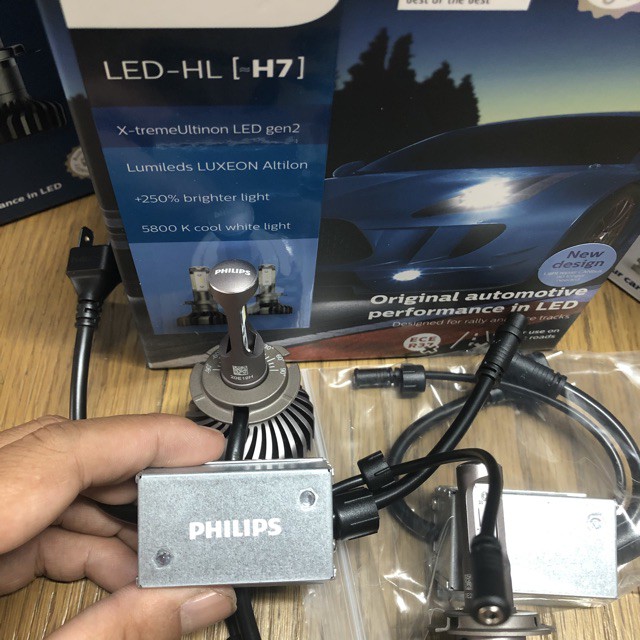 BÓNG ĐÈN Ô TÔ PHILIPS BÓNG ĐÈN XE HƠI LED H7 13V 25W 5800K ĐÈN TĂNG SÁNG 250% H7 11972XUWX2 ÁNH SÁNG TRẮNG