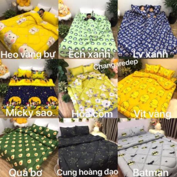 Bộ GA chun kèm 2 vỏ GỐI cotton POLY, giá xả kho. Khách được chọn mẫu