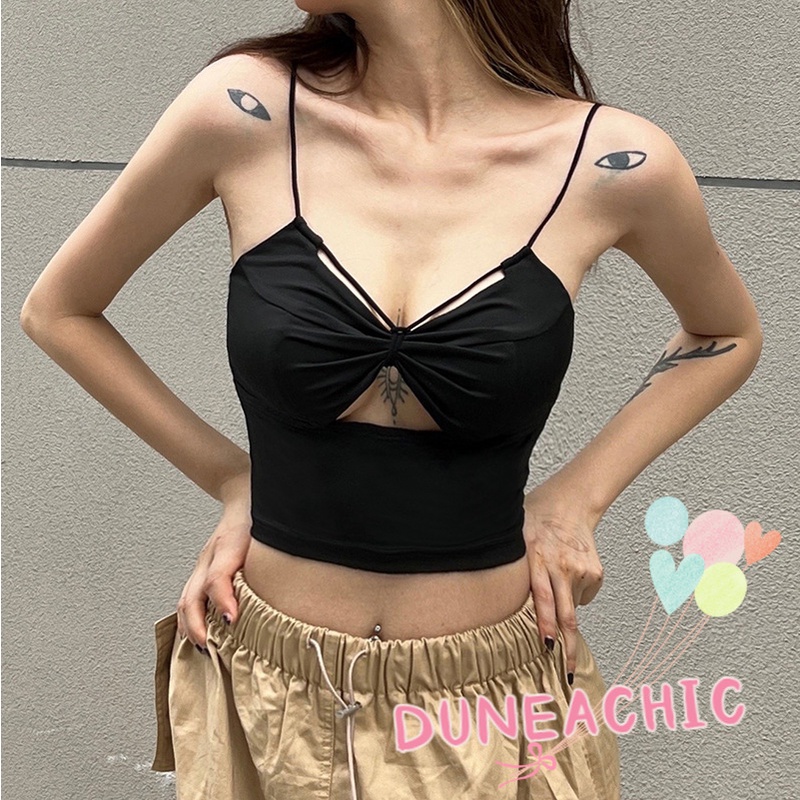 DUNEA Áo Croptop Hai Dây Kiểu Dáng Quyến Rũ Cho Nữ