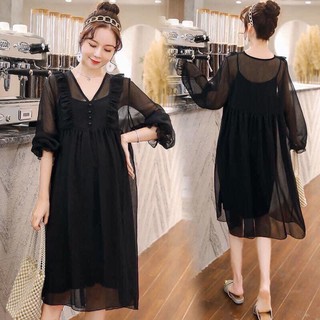 Váy bầu voan 2 lớp siêu hót tiểu thư sang chảnh 2021 - 𝐕𝟕𝟎