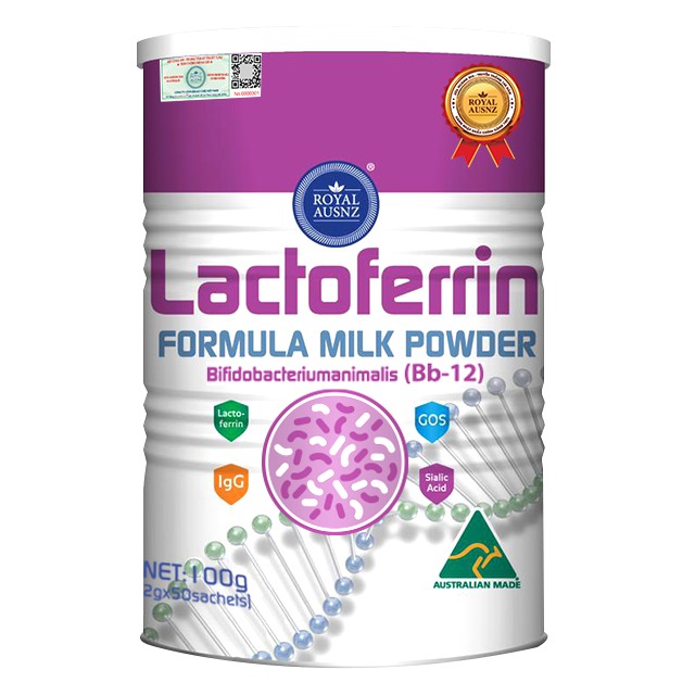 Sữa Bột Hoàng Gia Úc ROYAL AUSNZ Lactoferrin Formula Milk BB-12 Tăng Cường Hệ Miễn Dịch Cho Trẻ 100g