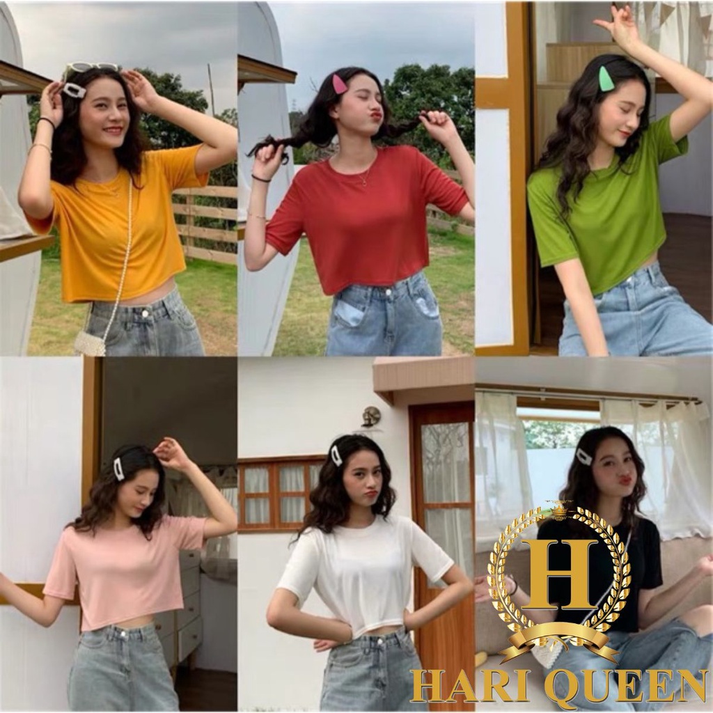 Áo croptop trơn ngắn tay đủ màu DTR0519