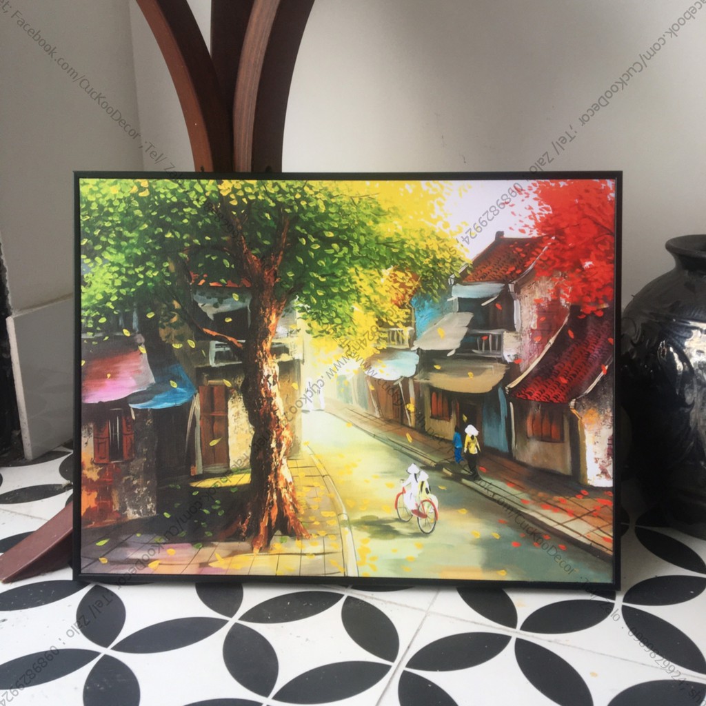 Tranh Hà Nội Phố - tranh in canvas kích thước  cơ bản 35x50cm ( có thể làm theo kích thước khác)