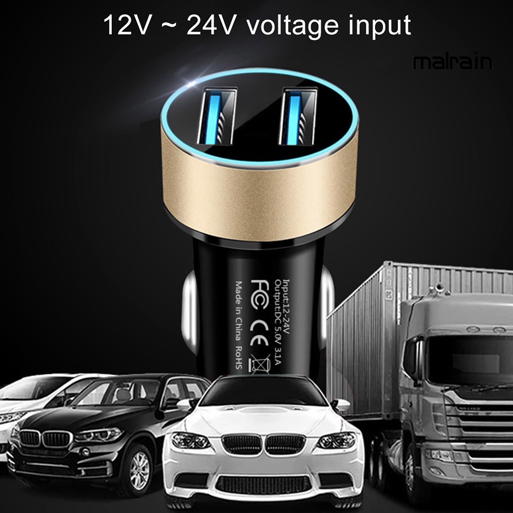 Cục Sạc Điện Thoại Nhanh 3.1A Hai Cổng USB Cho Xe Hơi
