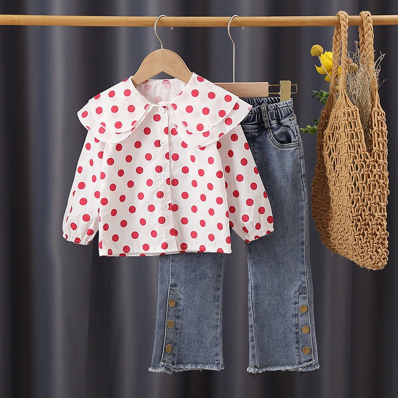 Set Áo Thun Dài Tay Cổ Tròn + Quần Short Denim Thời Trang Nữ