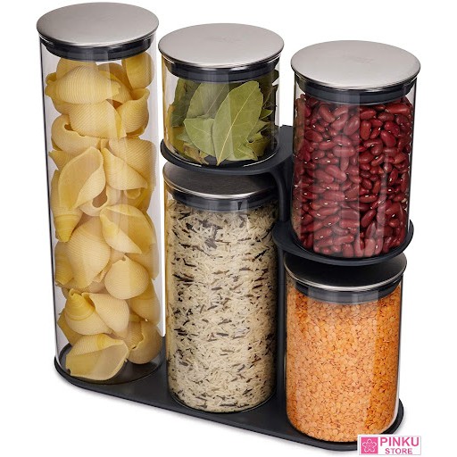 Set đựng thực phẩm và đồ khô 5 món Joseph Podium - Bình thủy tinh [Full hộp chính hãng Đức]