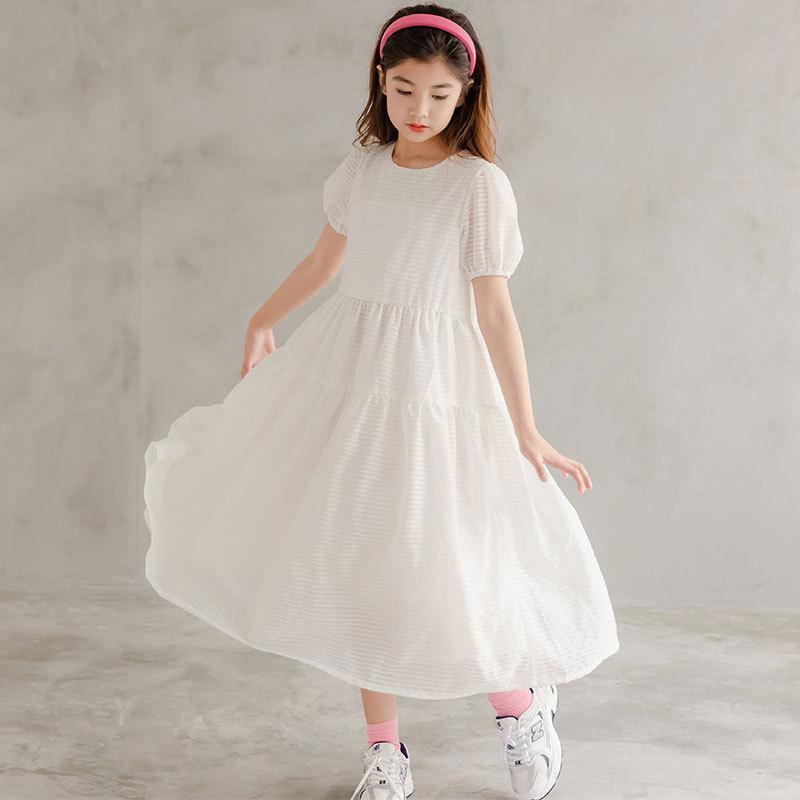 Đầm Cotton Tay Phồng Phong Cách Mới 2022 Thời Trang Mùa Hè Cho Bé Gái 24 Giờ/071