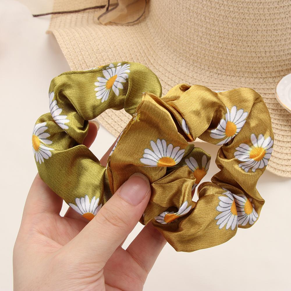 JUNE Dây Cột Tóc Đuôi Ngựa Co Giãn In Họa Tiết Hoa Cúc Nhỏ Xinh Thời Trang