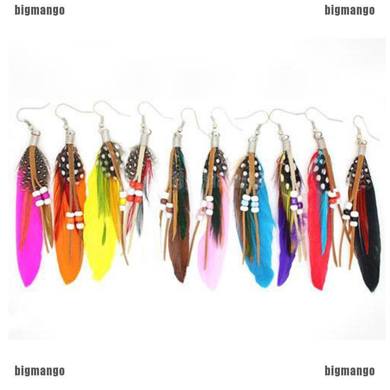 Bông tai lông vũ thời trang nhiều màu tùy chọn