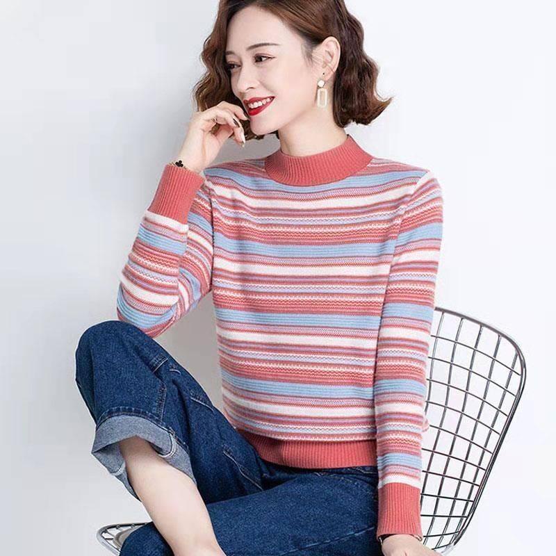 Large size long-sleeved T-shirt for middle-aged women wearing Plus wool tops