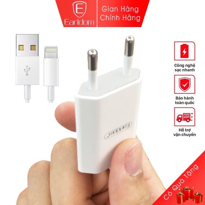 Bộ sạc nhanh iphone chính hãng Earldom ES - EU8 1 Cổng USB 5V/2A Thiết Kế Nhỏ Gọn Tiện Lợi