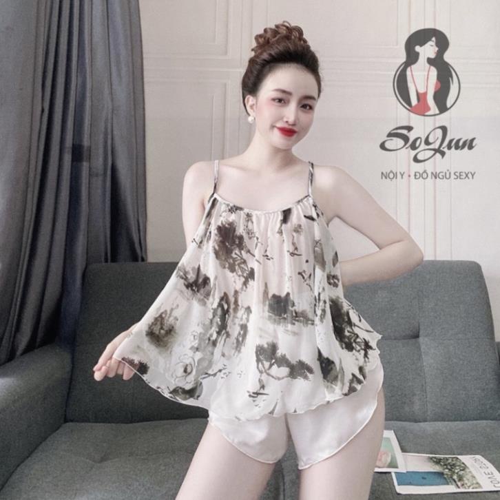 Đồ Ngủ Sexy Nữ,  Bộ Yếm Voan Tơ  Sexy Satin Phối Voan 40<65kg | BigBuy360 - bigbuy360.vn