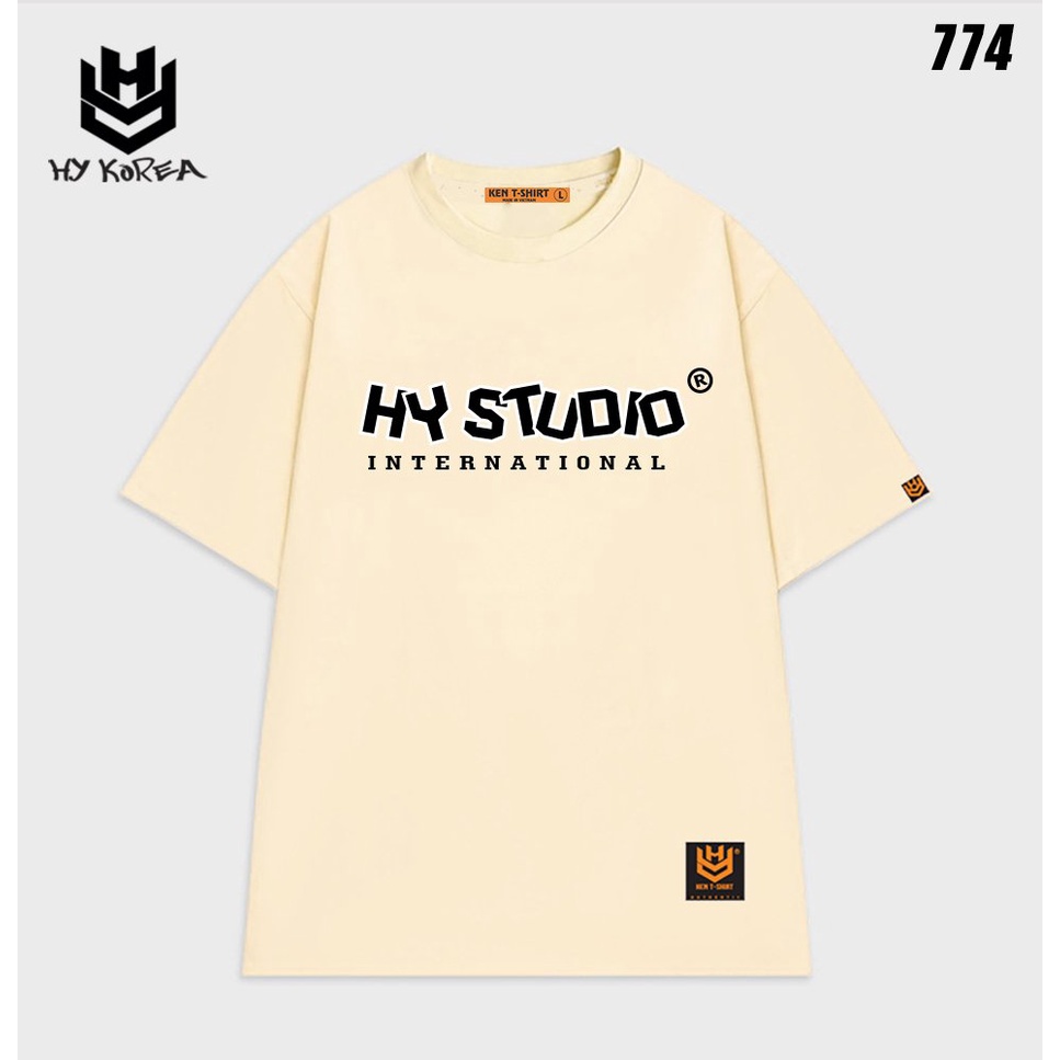 Áo thun tay lỡ HY Studio 774 nam nữ form rộng basic