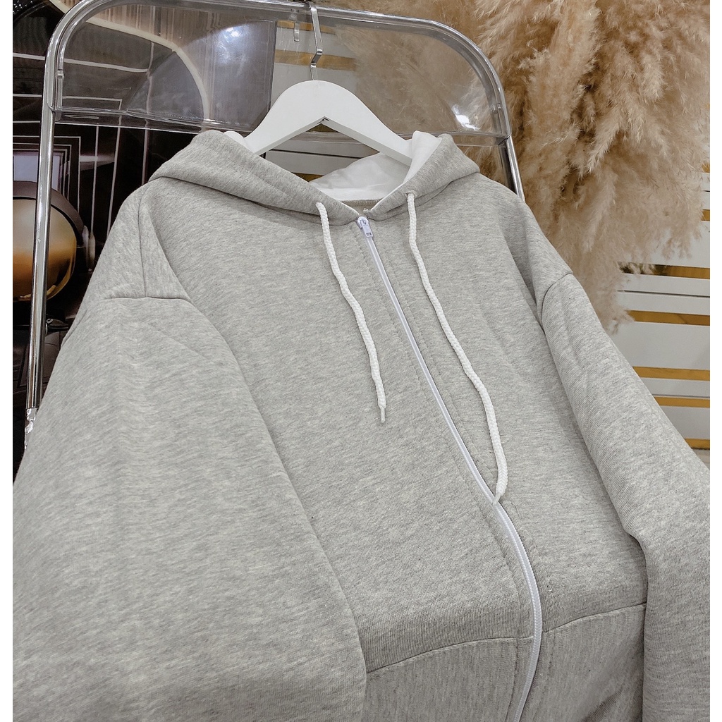 Khoác Nỉ Tay To Trơn Dáng Rộng Nam Nữ Unisex Mũ 2 Lớp Tay Bồng Chất Nỉ Dày Đẹp