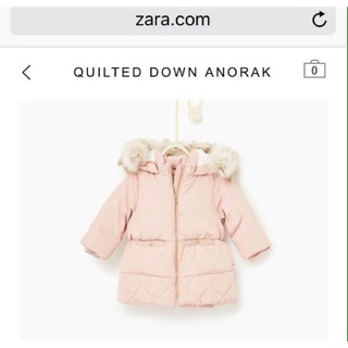 Áo khoác lông vũ Zara sz 9/12m, 12/18m, 18/24m,