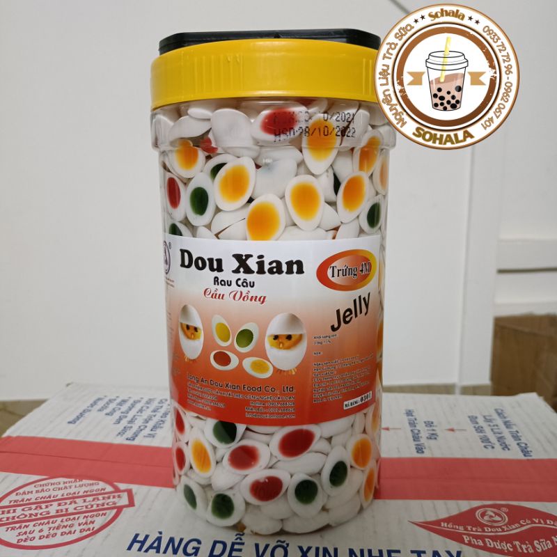 Thạch trứng cầu vồng Thạch con cá Thạch trái cây Hàng Huy Douxian hũ 2.5kg