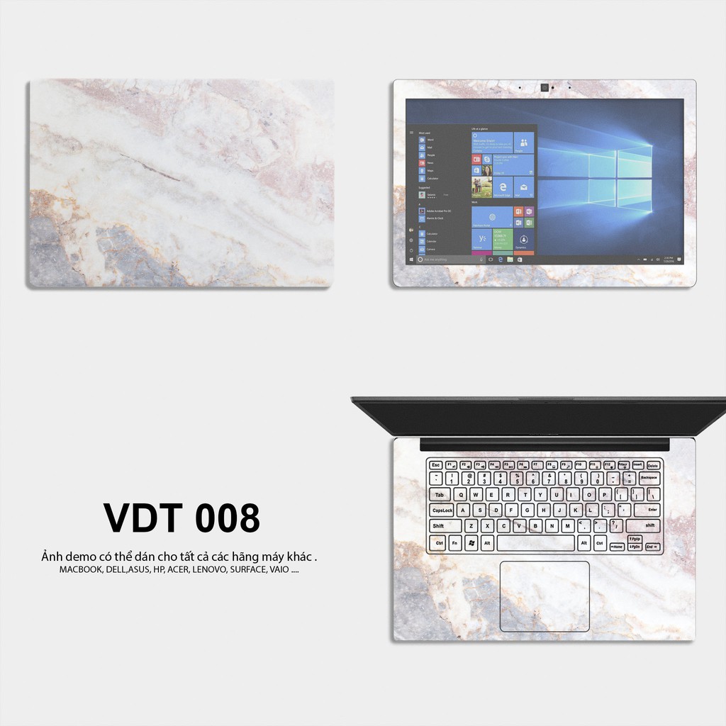 Bộ skin dán laptop mẫu Vân Đá / Có mẫu decal dán cho tất cả các hãng máy tính