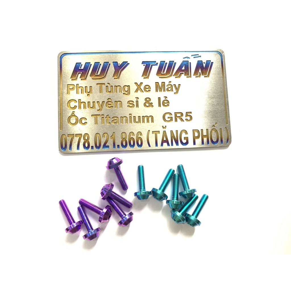 Ốc 4li15 dù nhỏ Titan Gr5 cao cấp , ốc titan 4li gắn nắp dầu các dòng xe