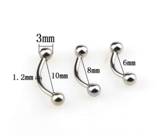 Khuyên mày cong các size inox