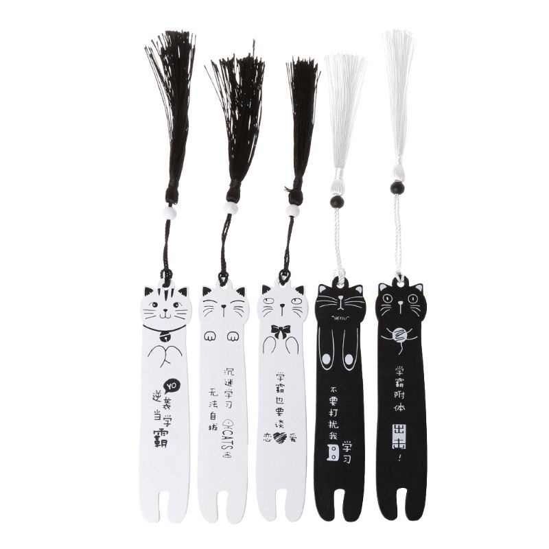 Dụng cụ đánh dấu trang sách bằng gỗ hình chú mèo dễ thương