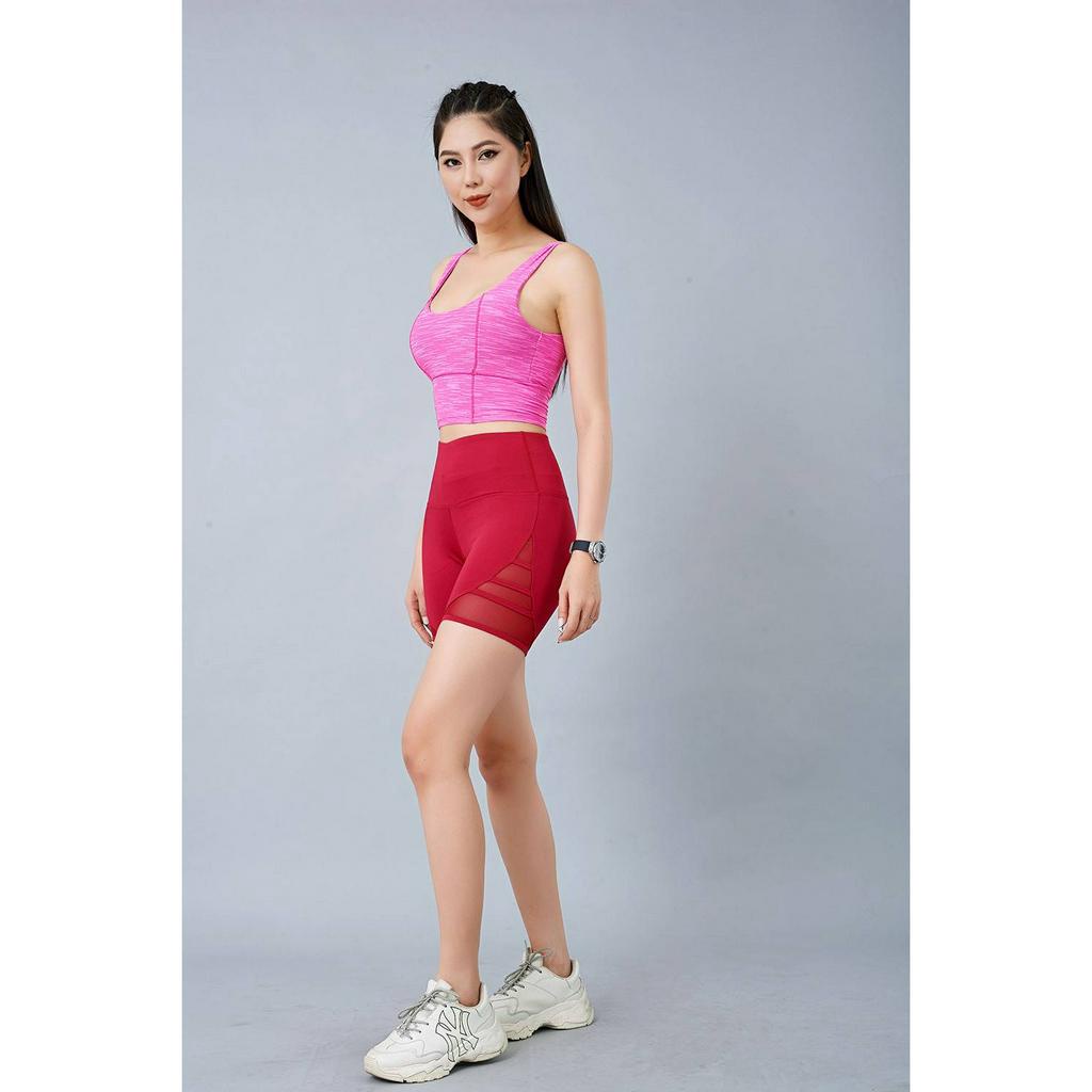 Quần Đùi Nữ Tập Gym Yoga Lưng Cao Che Bụng, Siêu Co Giãn, Không Xù, Chính Hãng ICADO QL5