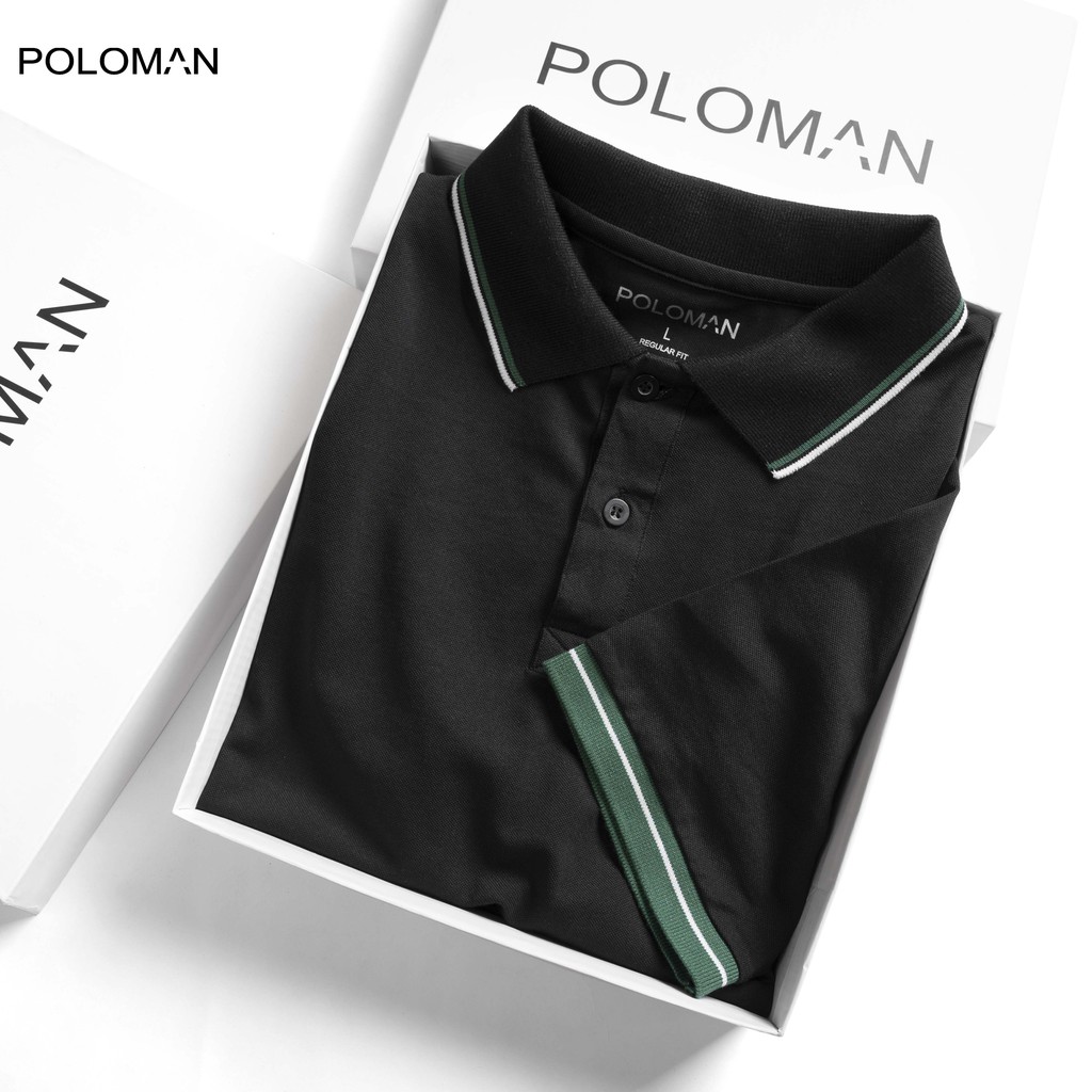 Áo Polo nam cổ bẻ phối Tekda vải cá sấu Cotton xịn,chuẩn form,sang trọng-lịc lãm màu Đen P20 - POLOMAN | BigBuy360 - bigbuy360.vn