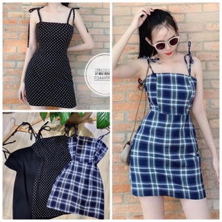Đầm hai dây cột nơ