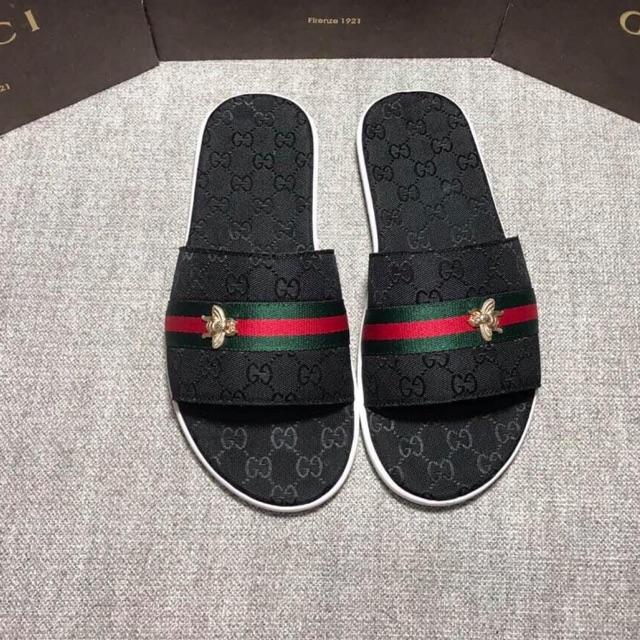 Dép Ong sườn nam GG đen ong sườn ong nhỏ đen