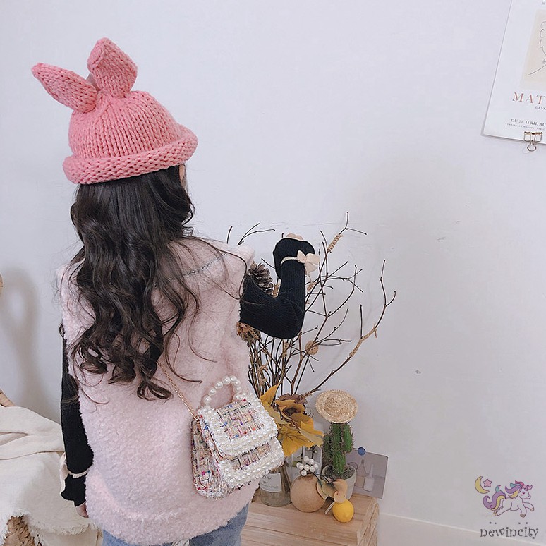 Túi đeo chéo đính ngọc trai phong cách thời trang Hàn Quốc cho bé gái