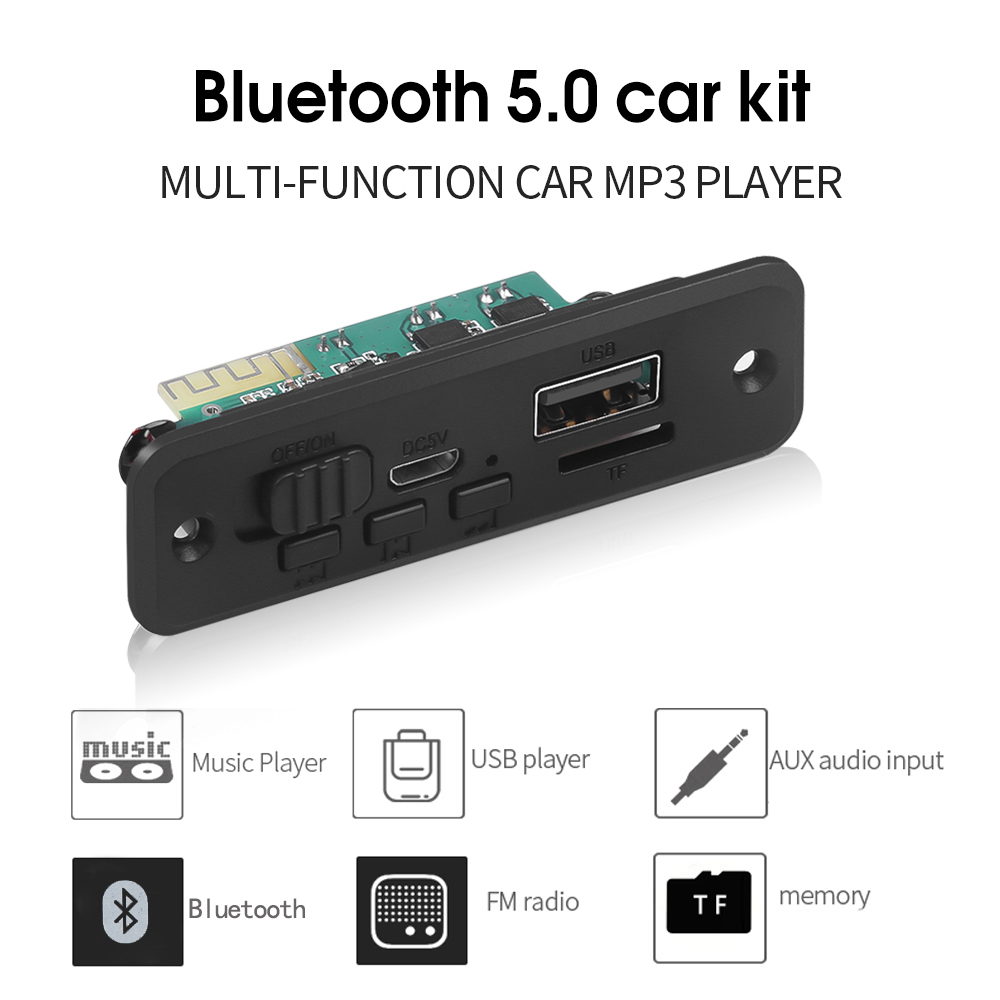 Wireless Decoding Board DC 5V 12V Bluetooth 5.0 MP3 Player Color Screen Module Car Kit USB Radio TF FM With Remote Control