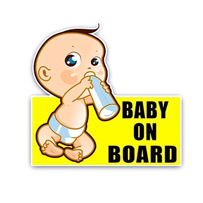 Miếng dán cảnh báo có em bé trên xe chữ Baby On Board phản quang tự dính dành cho xe hơi