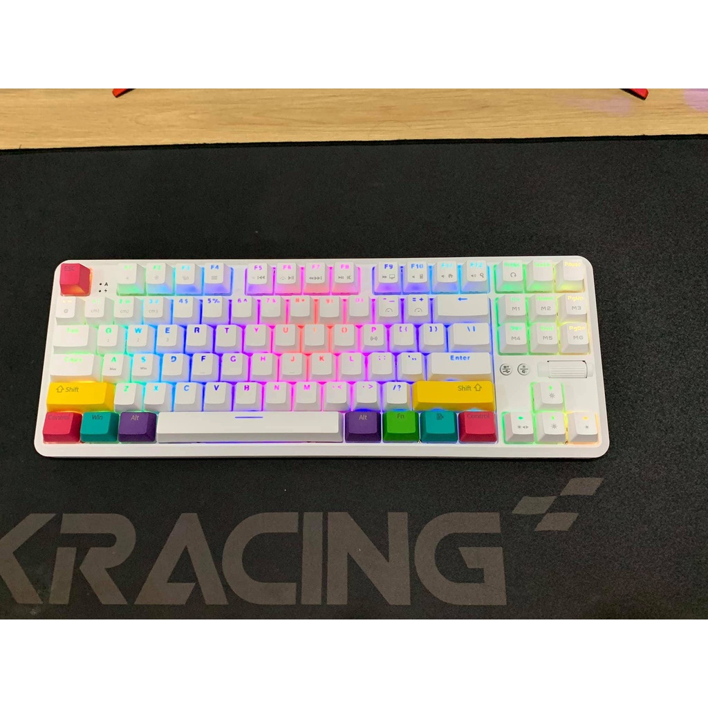 Bàn phím cơ Ajazz K870T White RGB Bluetooth 5.0 - Hàng chính hãng